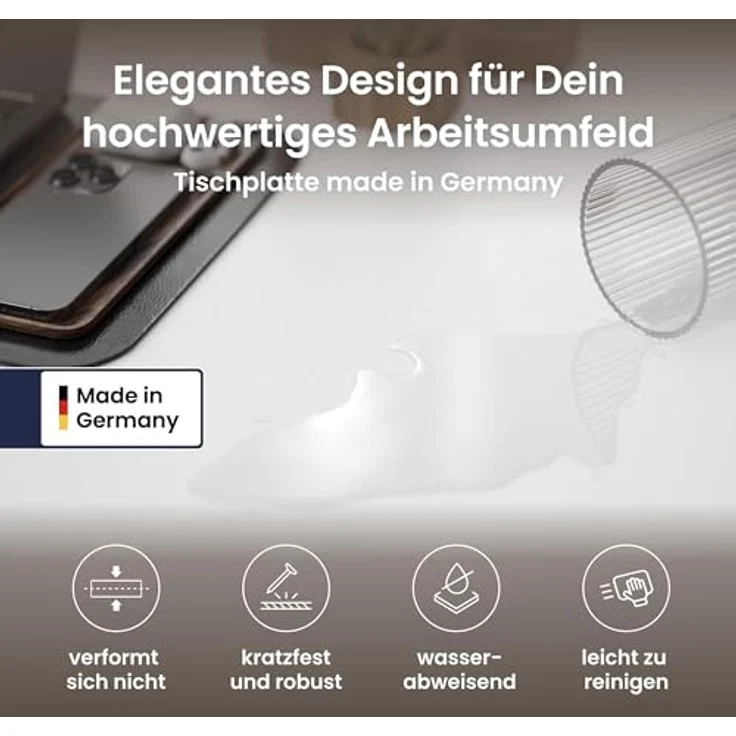 Desktopia Pro X - Elektrisch höhenverstellbarer Schreibtisch / Ergonomischer Tisch mit Memory-Funktion, Weiß, Gestell Weiß, 180x80 cm – Bild 9