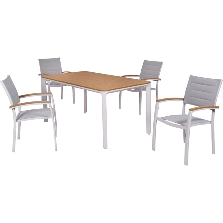 Pisa Gartenmöbel Set 5tlg, 4 Stapelsessel, Tisch 160 x 90 cm, weiß – Bild 11