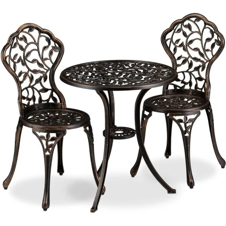Balkonmöbel Set, 3-teilig, im antiken Design, Schwarz-bronze – Bild 1