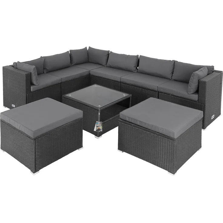 CASARIA® XXL Polyrattan Lounge Set Taipei schwarz/anthrazit