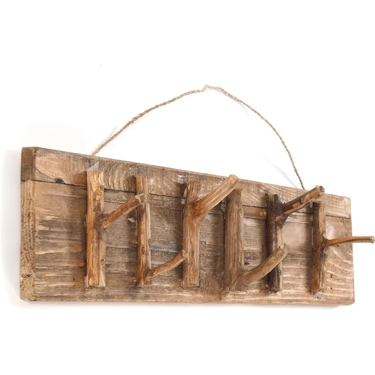 DESIGN DELIGHTS Wandgarderobe WANDGARDEROBE "SAMOA", 60x14cm (BxH), Altholz massiv, Hakenleiste