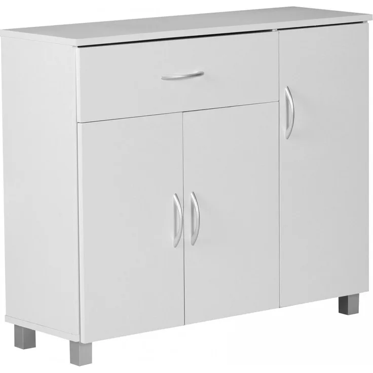 Design Sideboard JERRY 90 x 75 x 30 cm | Schränkchen mit 1 Schublade 3 Türen | Moderne Schlafzimmer Kommode | Anrichte Esszimmer | Schmaler Schuhschrank mit Schublade