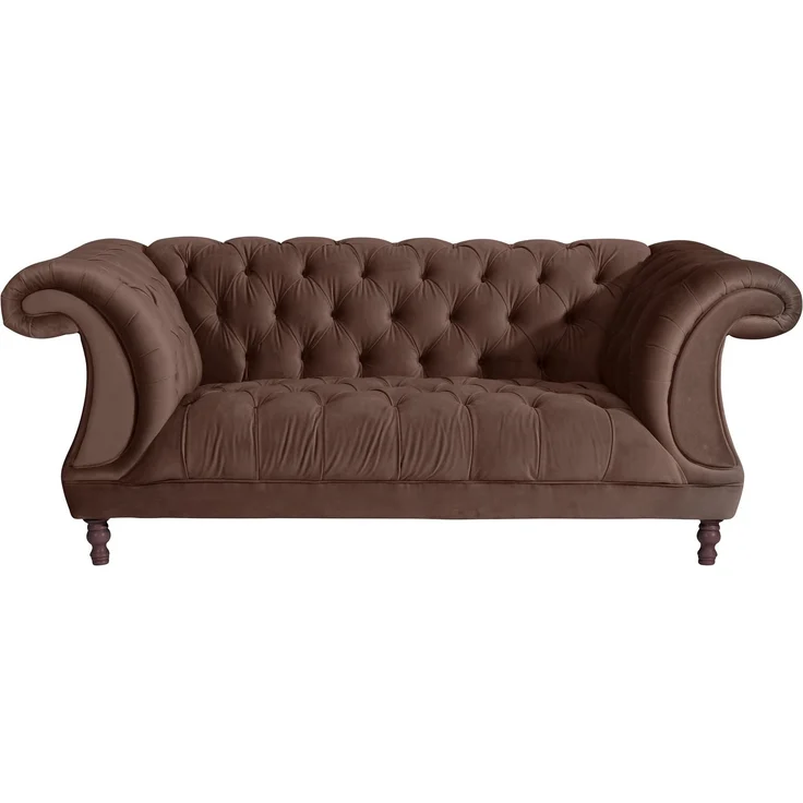 Chesterfield Sofa 2-Sitzer Kaylin Samtvelours braun – Bild 2