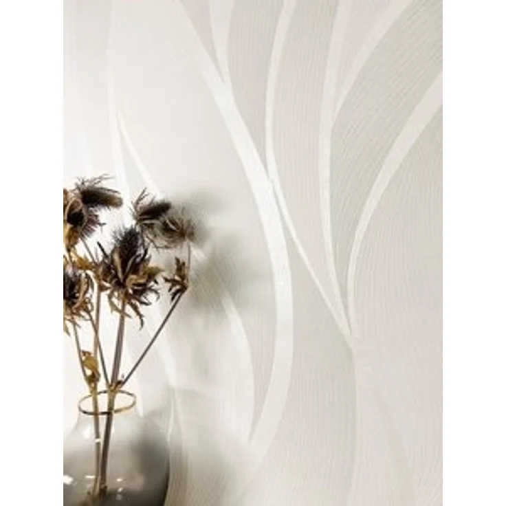 Newroom Vliestapete, Weiß Tapete Streifen Wellen - Wellenmuster Metallic Creme Hellbeige Modern 3D Optik Linien Struktur für Wohnzimmer Schlafzimmer Küche – Bild 4