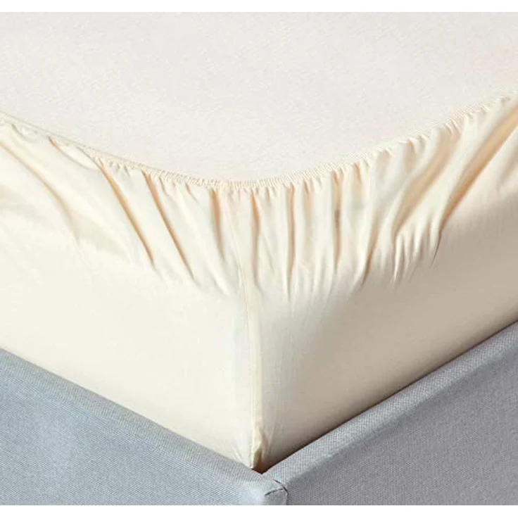 Homescapes Perkal-Spannbettlaken, Creme, 120x190 cm, 100% Baumwolle, Oeko-Tex®, hypoallergen, pflegeleicht – Bild 2