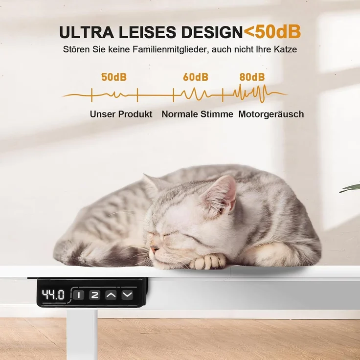 COMHOMA Höhenverstellbarer Schreibtisch 160x70 cm mit USB-Buchse und Haken, Elektrisch Verstellbarer Computertisch, Steh-Sitztisch Stehpult Stehschreibtisch Weiß – Bild 7