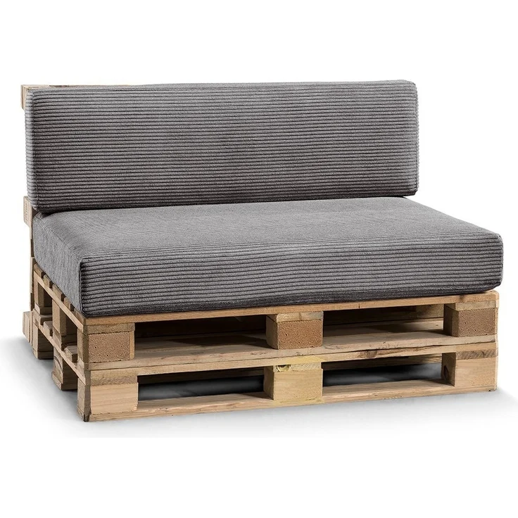 Gutekissen, Palettenkissen, Gartensofakissen, Sitzkissen, Rückenlehne gefüllt mit Poulirette-Schaum, viele Farben und Größen PFL (Set (Sitzkissen 120x80 +Rückenlehne 120x40), Dunkelgrau) – Bild 1