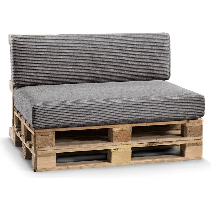 Gutekissen, Palettenkissen, Gartensofakissen, Sitzkissen, Rückenlehne gefüllt mit Poulirette-Schaum, viele Farben und Größen PFL (Set (Sitzkissen 120x80 +Rückenlehne 120x40), Dunkelgrau)