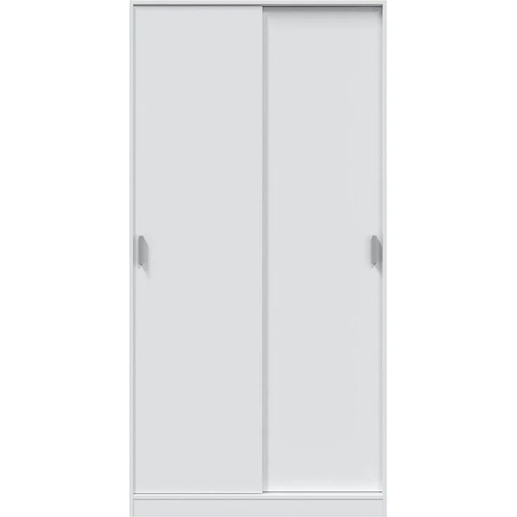 Kleiderschrank mit zwei Schiebetüren mit Kleiderstange und einem Innenregal, Farbe Weiß, Maße 100 x 200 x 51 cm – Bild 4