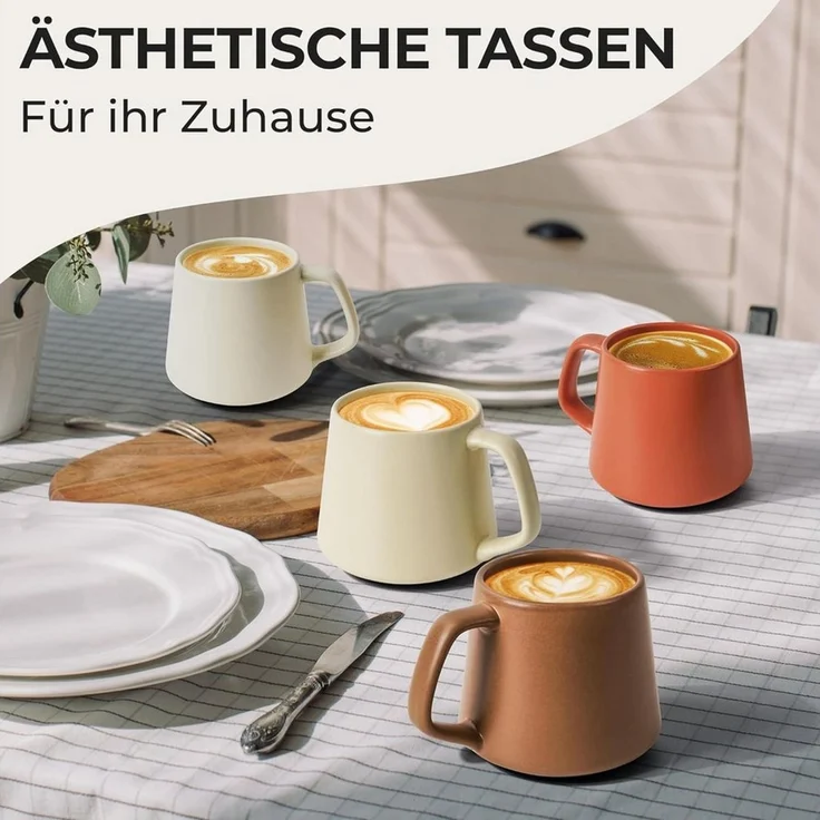 MiaMio Tasse Luxe Kaffeebecher 420 ml Evergreen, 4-tlg, Keramik – Bild 3