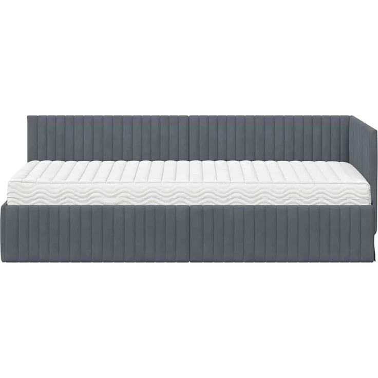 vidaXL Eckbettgestell mit Matratze mit Kopfteil 2 pcs Grau Samt 3393799 – Bild 5
