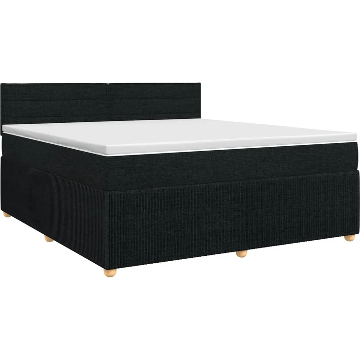 vidaXL Boxspringbett mit Matratze Schwarz 140 x 190 cm Stoff 3451456 – Bild 2