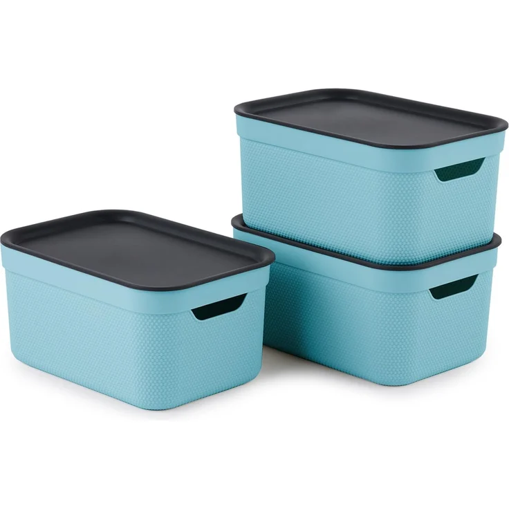 3er Set Deko Box mit Deckel A5 JIVE, Farbe - Türkis