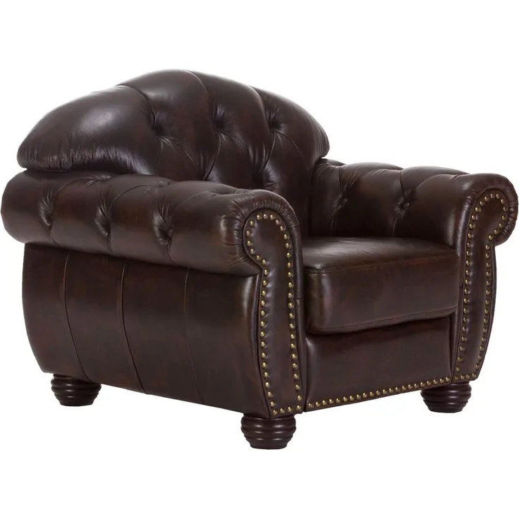 Chesterfield Sessel Hereford antikbraun 112x94x96 cm Echtleder Woodkings Ledersessel mit Armlehnen Wohnzimmer Herrensessel