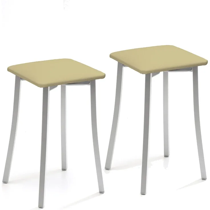 ASTIMESA Zwei Küchenhocker, Design Kunstleder, beige, Sitzhöhe 45 cm (TABPIBE)
