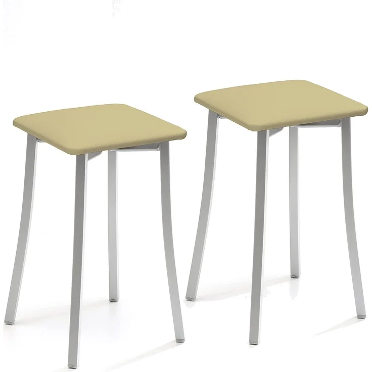 ASTIMESA Zwei Küchenhocker, Design Kunstleder, beige, Sitzhöhe 45 cm (TABPIBE)