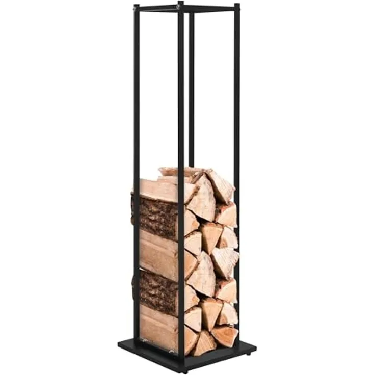 ML-DESIGN Kaminholzregal Indoor Feuerholzregal Kaminholzsäule für Brennholz Kaminholzlager, BxTxH:33x33x115 cm, Brennholz Säule zum Lagern für Kantholz aus pulverbeschichtetem Stahl