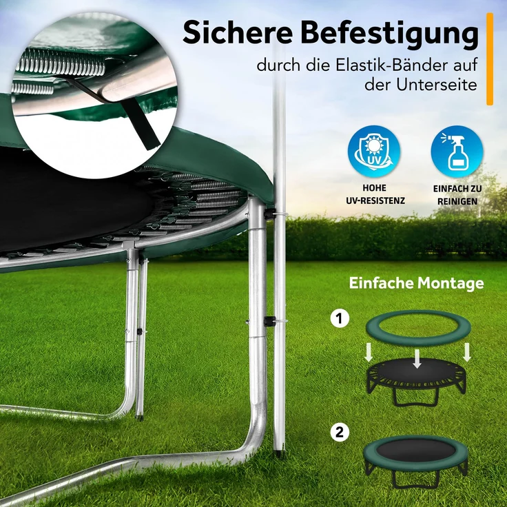 KIDUKU® Trampolin Randabdeckung Grün Ø366 cm Federabdeckung reißfest Randschutz – Bild 4