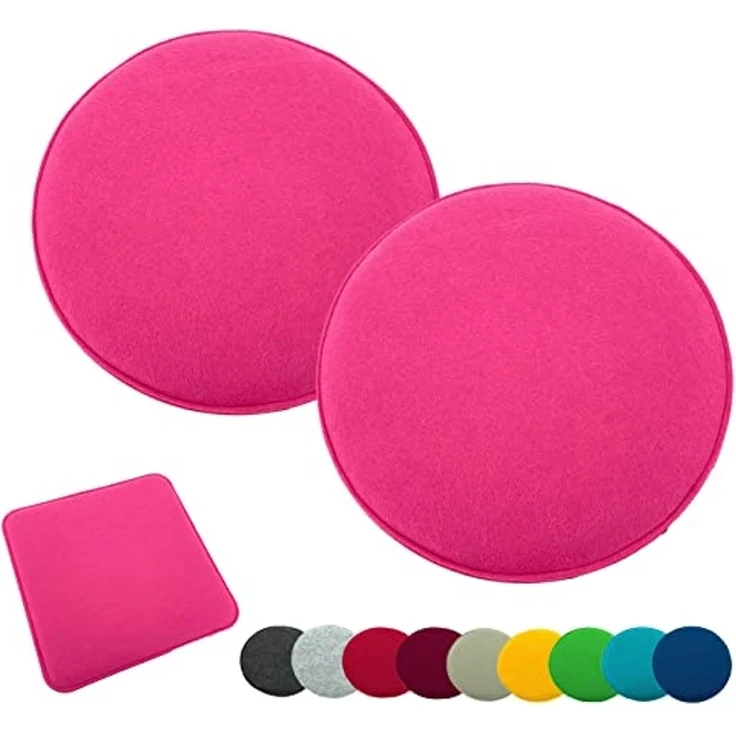 heimtexland ® Sitzkissen Set Filz Stuhlkissen Stuhlauflage Filzkissen Stuhl Polster Kissen Typ631 2er Set 35 cm Rund Pink – Bild 1