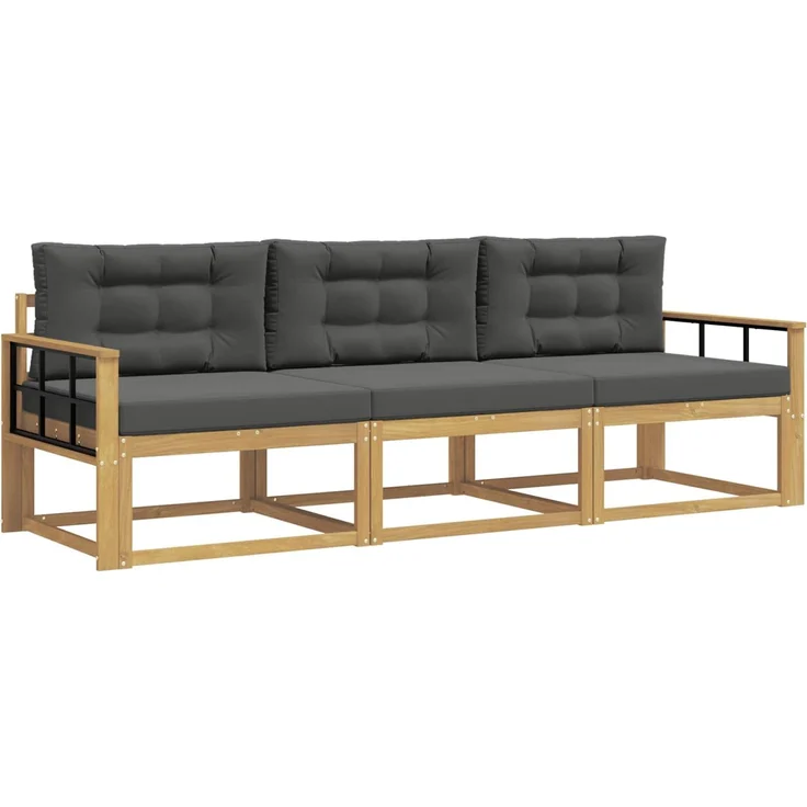 vidaXL Outdoor-Sofagarnitur 3 stk. Weiß und Anthrazit Polyester 3386001 – Bild 2
