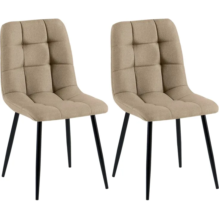 2er Set Esszimmerstuhl FIGAD - Stoff Taupe 45x55x84 cm | Essstühle Esszimmerstühle Küchenstühle Wohnzimmerstühle