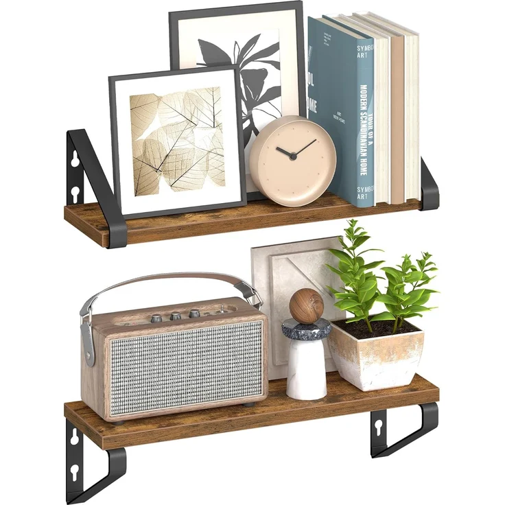 VASAGLE 'LWSDE042K01' Wandregal 2er Set, vintagebraun-mattschwarz, 12,7 x 40 x 11,2 cm – Bild 1