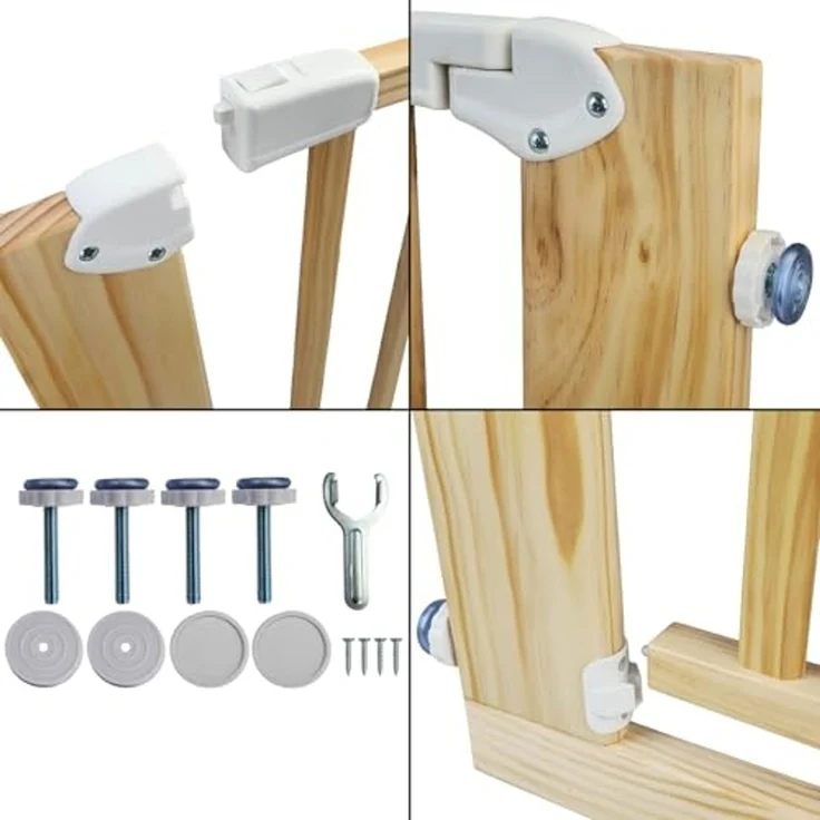 Absperrgitter Treppenschutzgitter Echtholz für 75-85cm Durchgang 77cm Hoch – Bild 7