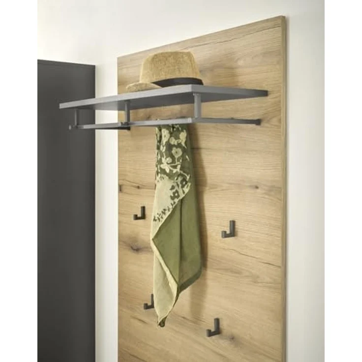moebel-dich-auf Garderoben-Set TARENT, (Komplett-Set, Garderobenschrank + Paneel + Bank + Spiegel + Schuhkommode), in Anthrazit MDF / Evoke Oak MDF – Bild 7