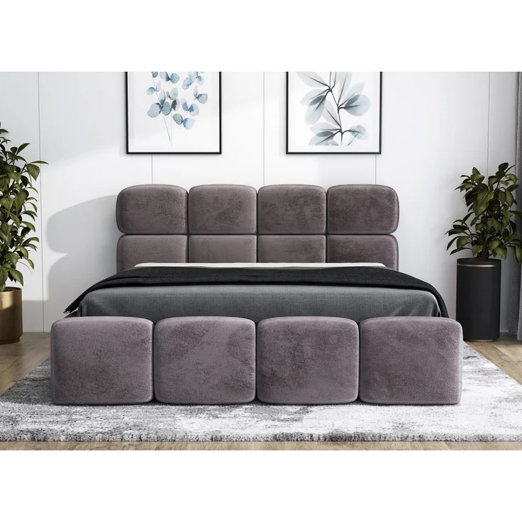 Polsterbett MONAKO 120x200 ohne Matratze mit Bettkasten und Lattenrost. Farbe: Grau 16 – Bild 2