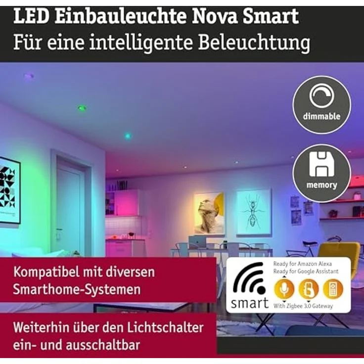 Paulmann 92435 LED Einbauleuchte Nova Coin 3er-Set Zigbee RGBW Alu gedreht – Bild 3