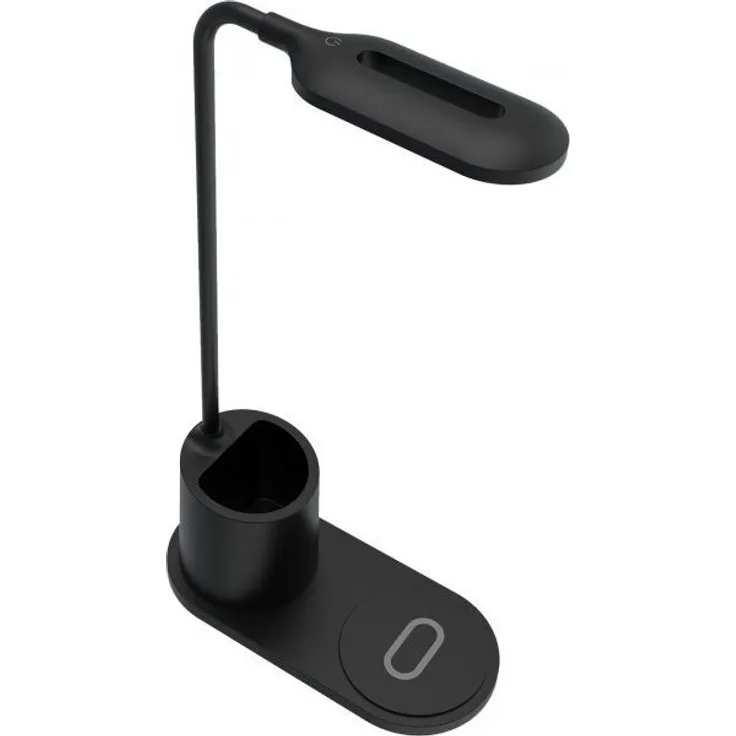 Rebeltec W600 Schreibtischlampe mit induktivem Ladegerät, 10W High Speed, LED mit 3 Leuchtmodi, Schwarz