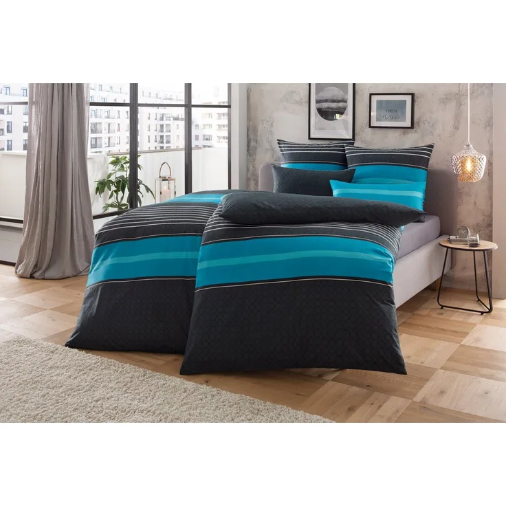 OTTO home Bettwäsche Circle, Linon, 2 teilig, Bettwäsche aus Baumwolle mit Streifen-Design, moderne Bettwäsche