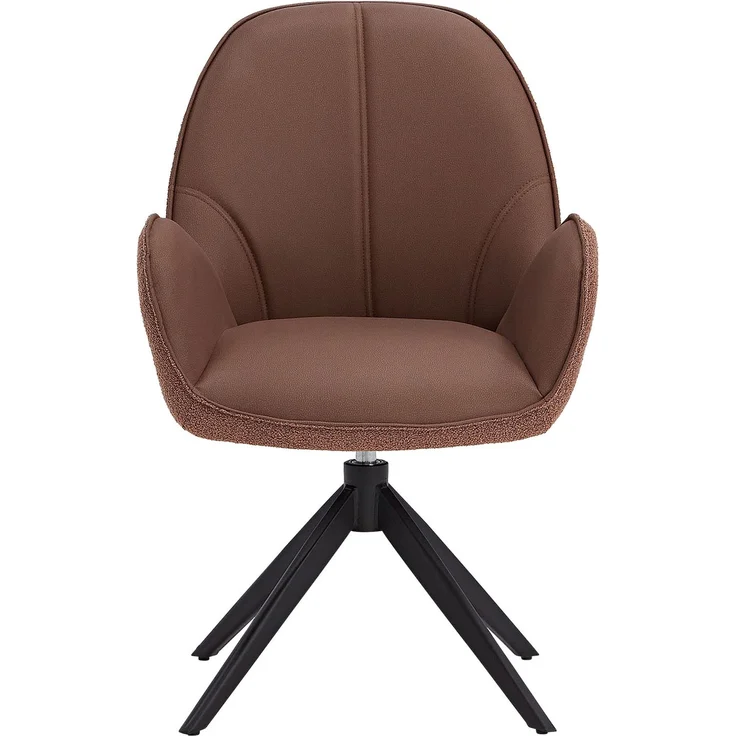 Esszimmerstühle Drehbar 2 Stühle für den Esstisch Küchenstühle mit Armlehne Bouclé Leder Braun Polsterstühle Sessel – Bild 8