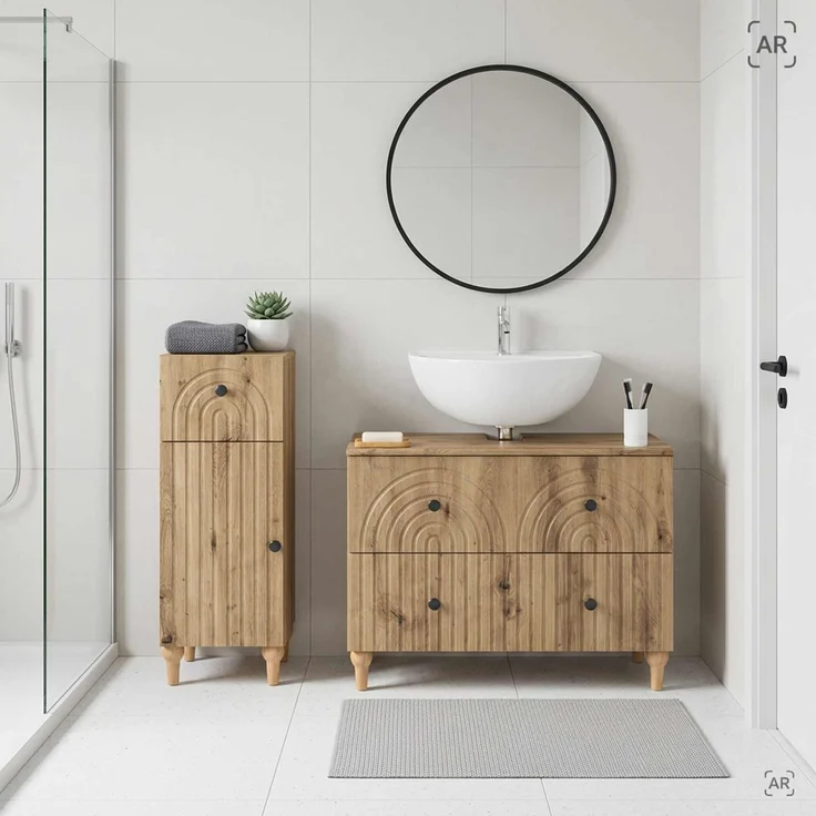 vidaXL 2-teiliges Badezimmer Schrank Set ALKMAAR Artisan-Eiche 3417674 – Bild 1