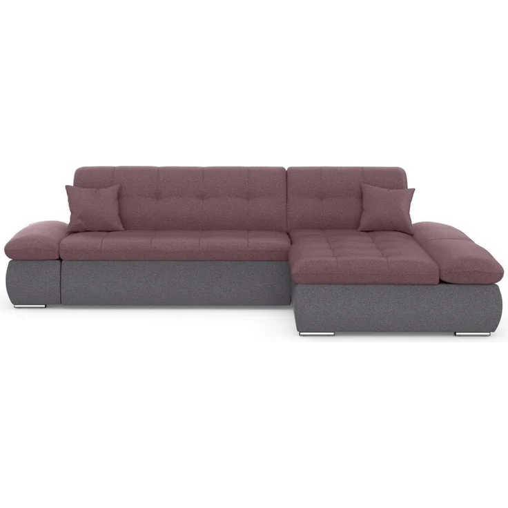 DOMO collection Ecksofa MORIC 300x172 cm, XXL-Sofa mit viel Platz, L-Form, auch in Cord, wahlweise mit Bettfunktion und Armteilverstellung, grau-beere – Bild 2