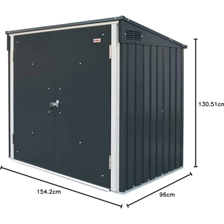 Duramax Mülltonnenbox für 2, Unterstand für 2 Mülltonnen mit Öffnung von oben und abschließbaren Doppeltüren, Lagerunterstand aus Metall, Verstecke für rollende Mülltonnen, Anthrazit – Bild 16