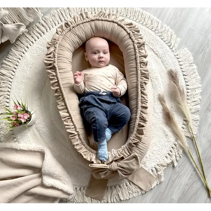 Babynestchen Neugeborene – Babynest Velvet – Nestchen Baby für Babybett & Kinderbett – Babykokon Tragbar – OEKO-TEX zertifiziert – Zubehör Babybett – Beige Velvet – Bild 3