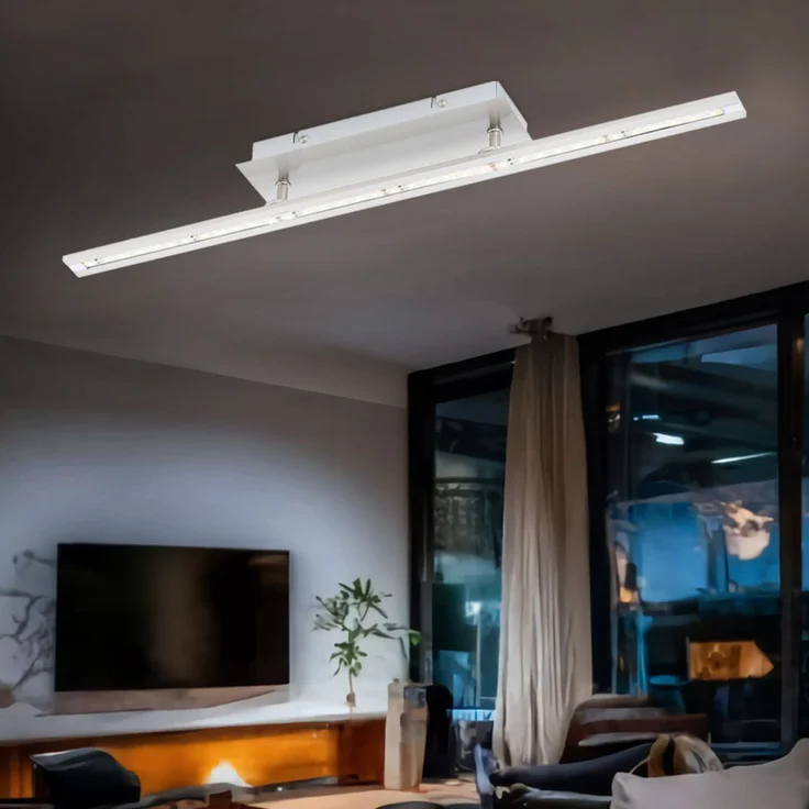LED Deckenleuchte, Stahl, chrom, silber, warmweiß, L 62,5cm – Bild 2