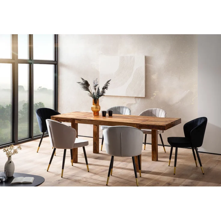 Esszimmertisch Sheesham Massivholz 120-200cm verlängerbar Rechteckig Schlicht – Bild 4