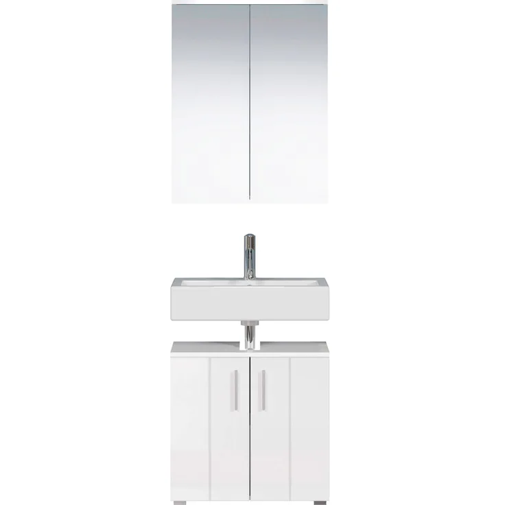 trendteam Waschbeckenunterschrank Spiegelschrank 2 tlg. Wons Weiß 60x192 cm