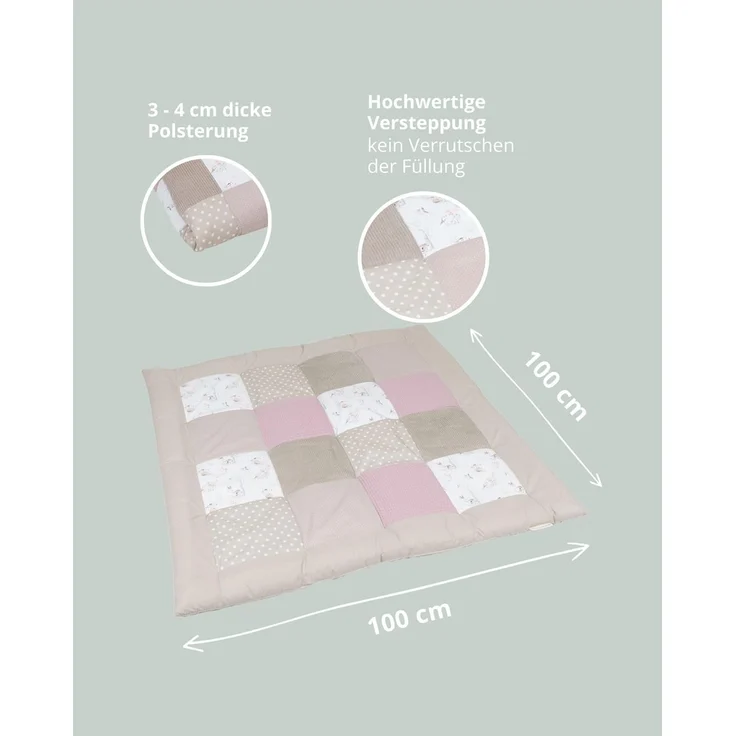 Krabbeldecke Krabbeldecke Baby 100x100 cm Märchenwald (Made in EU), ULLENBOOM ®, Dick und weich gepolstert, Ideal als Spieldecke – Bild 2