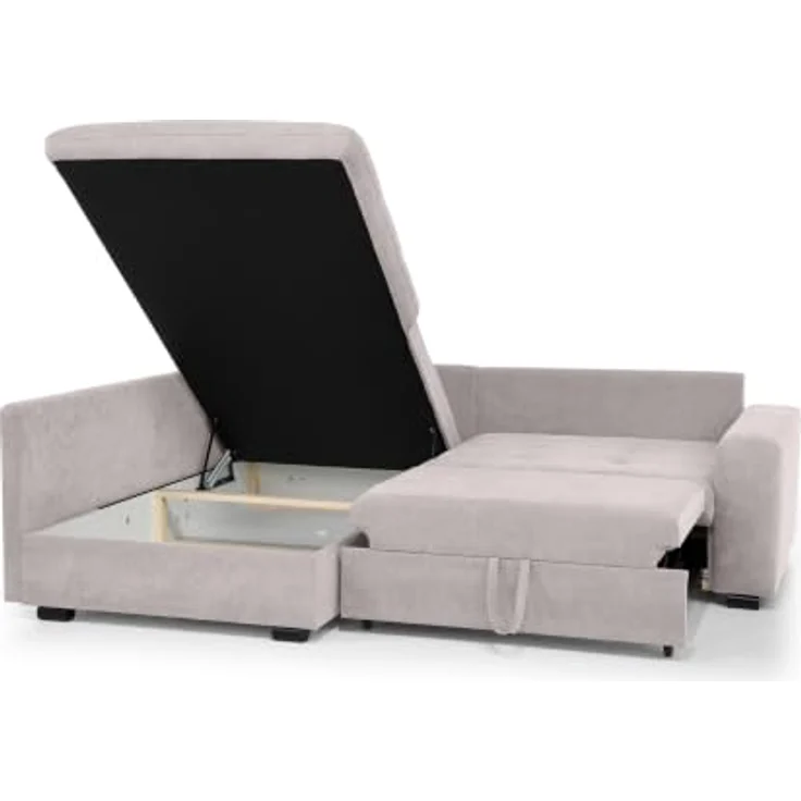 Beautysofa Ecksofa RAMO, Schlaffunktion 160x200 cm mit kostenlosem Topper, Velo-Stoff in modernem Design – Bild 7