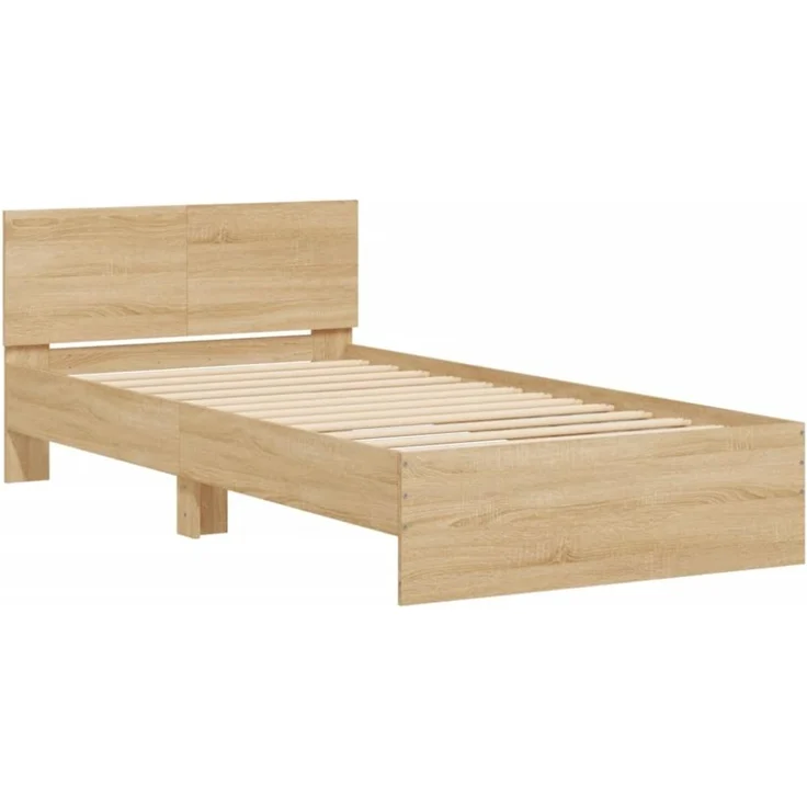 vidaXL Bettgestell, ohne Matratze, mit Kopfteil, Sonoma-Eiche 100x200 cm – Bild 7