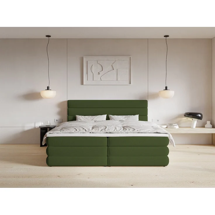 Selsey 'Alegre' Boxspringbett mit Bettkasten, olivgrün, 140x200 cm – Bild 3