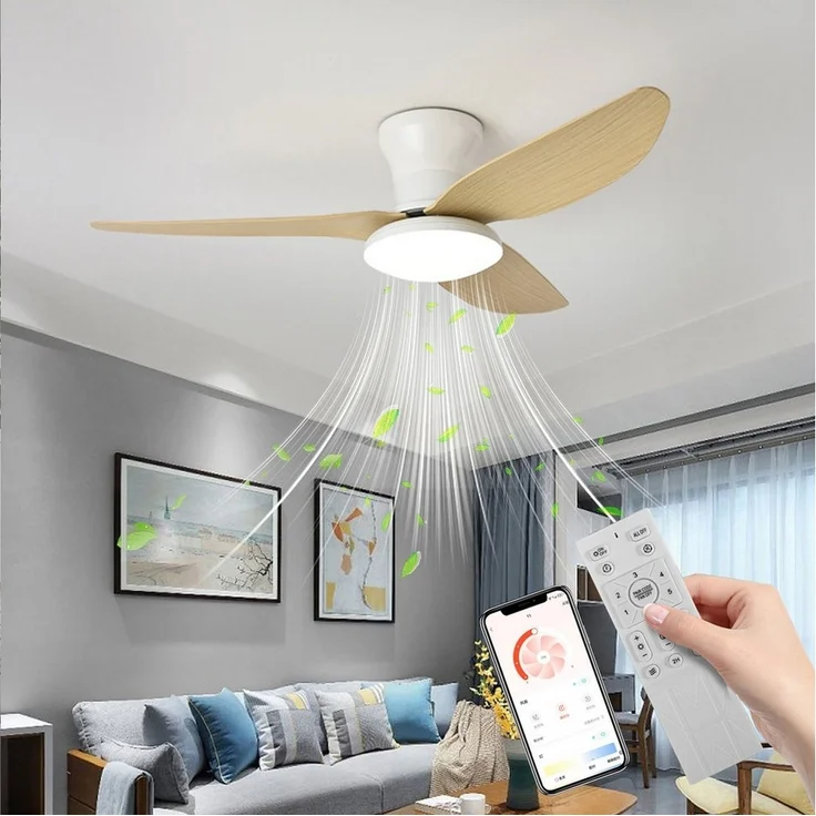 OYLCDI Deckenleuchten Leise Deckenventilator LED Deckenleuchte,APP-Kontrolle,Fernbedienung, 6 einstellbare Gänge, Leuchte/ Ventilator getrennt schaltbar – Bild 1