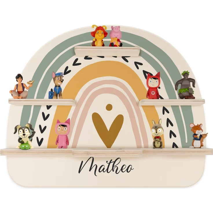 Kidsmood - Tonie Regal mit Namen – Wandregal für Toniebox 1 & Figuren | Abgerundete Ecken & Kanten Inkl. Metallplättchen für Tonie Hörfiguren | Kinderzimmer Regal für Mädchen & Jungen