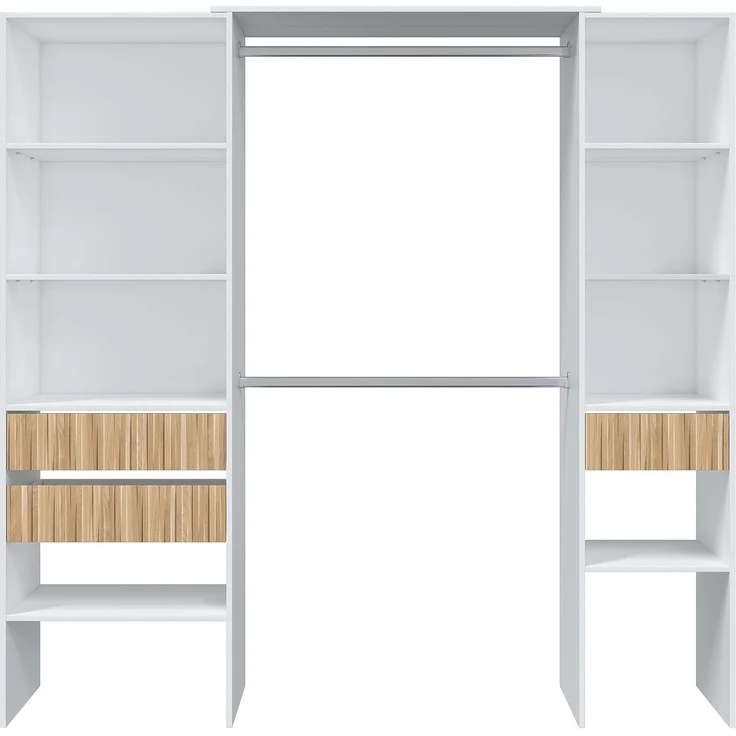 Habitdesign, Kleiderschrank– moderner Schlafzimmerschrank / Ankleideschrank in Artik weiß und Eiche Natur, viel Stauraum, Maße: 190 x 187 x 40 cm (B x H x T), Modell Ethna – Bild 3