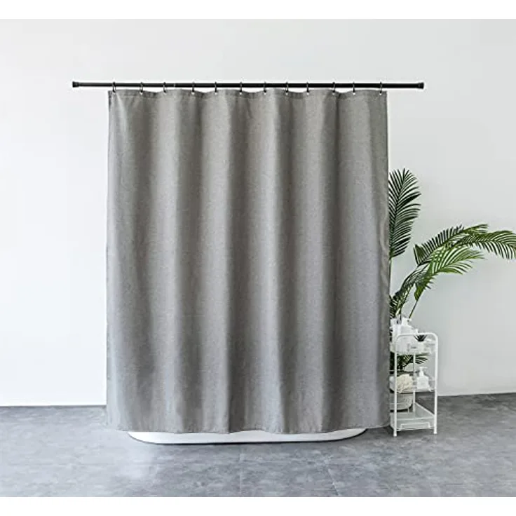 M&W DAS DESIGN Duschvorhang Shower curtains Anti schimmel Waschbar Mit gewicht Schwer Leinen grau Breite 180 cm