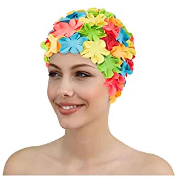 Fashy - Badehaube Gummibadehaube Blüten Bunt (3191-01) Badekappe Gummi – Bild 2