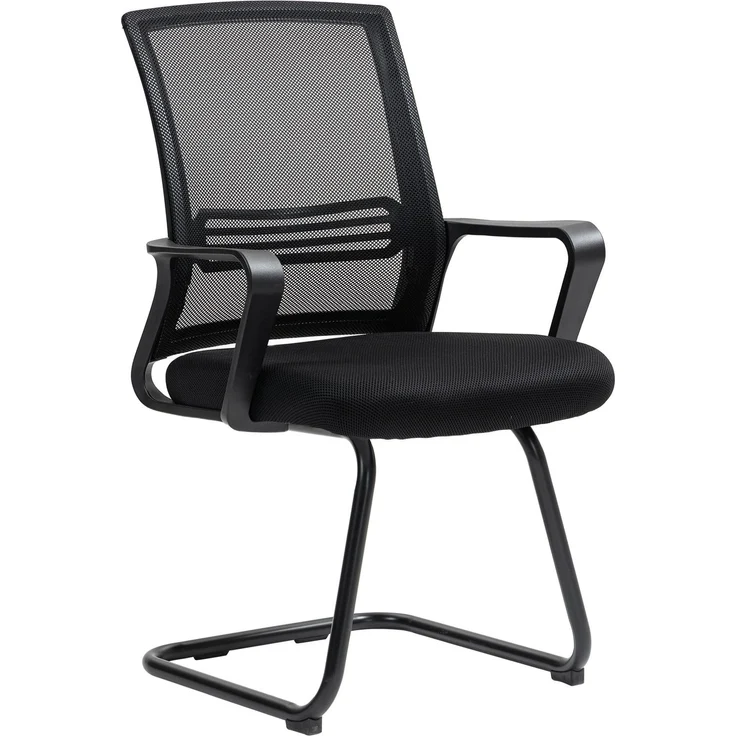 MELAYR, Ergonomischer Stuhl, Netzstoff, Schaumstoff, Metallbeine, Kufenbasis, Schwarz, 58.5 x 57.5 x 93 cm – Bild 2